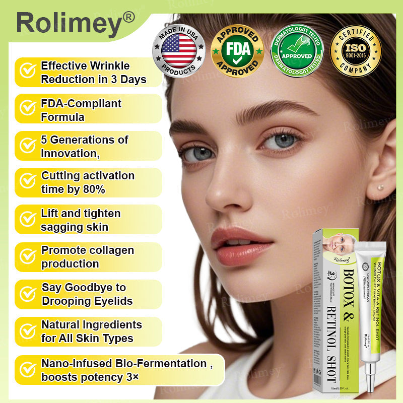 🇨🇦 Proudly Formulated & Shipped from Canada🍁Rolimey® Botox & Vita-A Retinol Shot Wrinkle-Lift Tightening Cream Last Day Promotion: 50% OFF