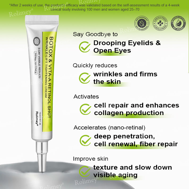 🇨🇦 Proudly Formulated & Shipped from Canada🍁Rolimey® Botox & Vita-A Retinol Shot Wrinkle-Lift Tightening Cream Last Day Promotion: 50% OFF