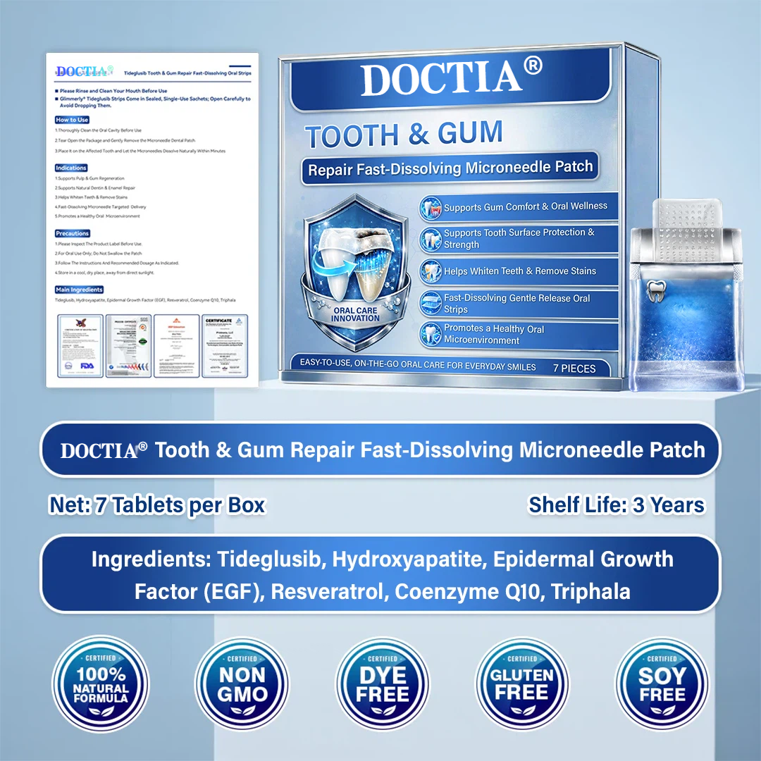 DOCTIA® Tooth & Gum Care Fast-Dissolving Microneedle Patch