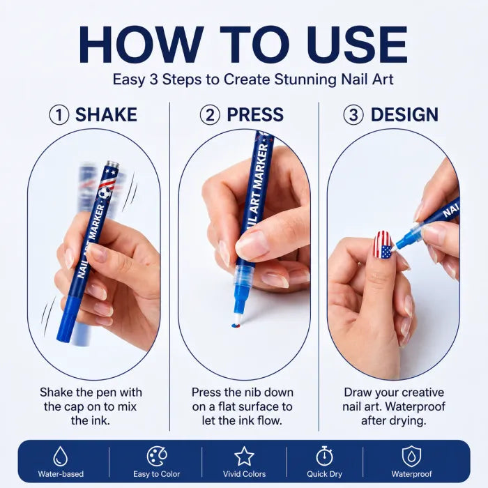 🍁IEY® 12 Colors Nail Art Pens for Soccer Fans – DIY Game Day Nail Design Set, Quick Dry & Easy to Use